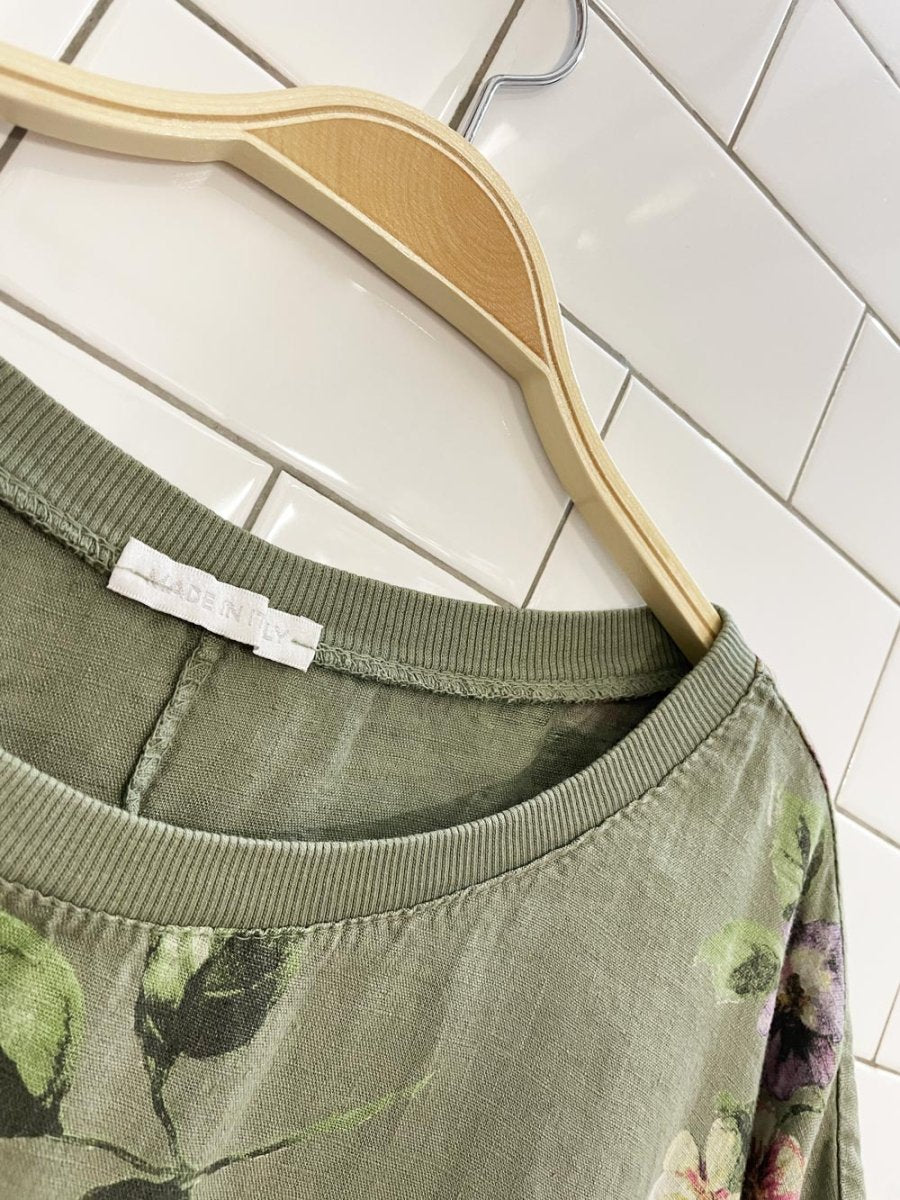 made in italy 100% linen rose print oversized dress - good market thrift store