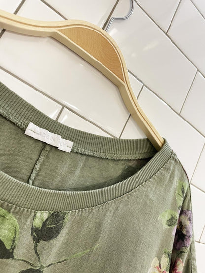 made in italy 100% linen rose print oversized dress - good market thrift store