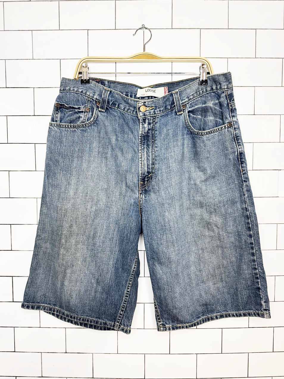 vintage 00s levi's 569 loose straight long denim shorts