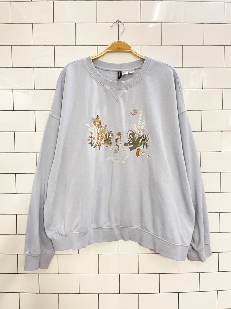 x2 h&m x disney bambi embroidered sweatshirt + sweat pants set - good market thrift store