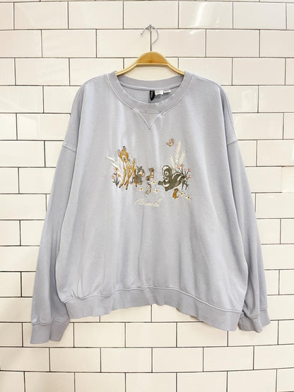 x2 h&m x disney bambi embroidered sweatshirt + sweat pants set - good market thrift store