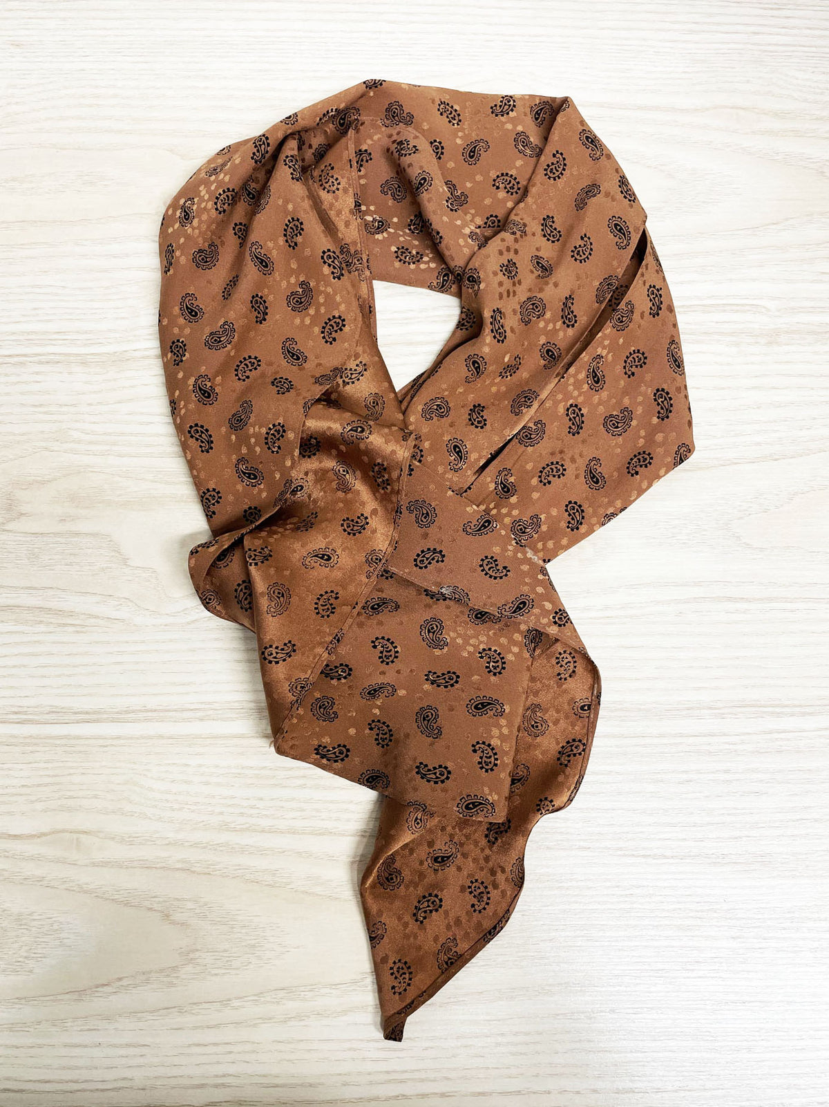 vintage satin paisley long head neck belt scarf