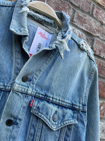 vintage 90s levi's distressed trucker jacket