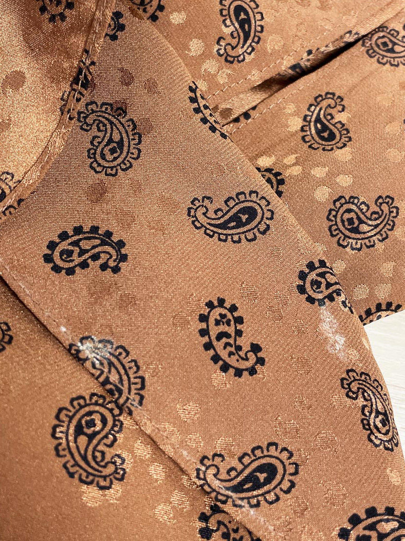 vintage satin paisley long head neck belt scarf