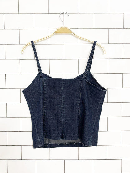 vintage uptown girl bedazzled gem denim tank top