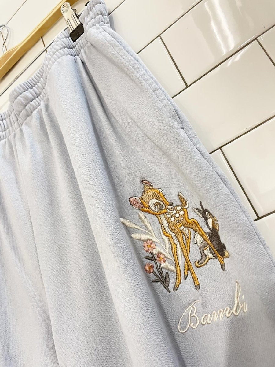 x2 h&m x disney bambi embroidered sweatshirt + sweat pants set - good market thrift store