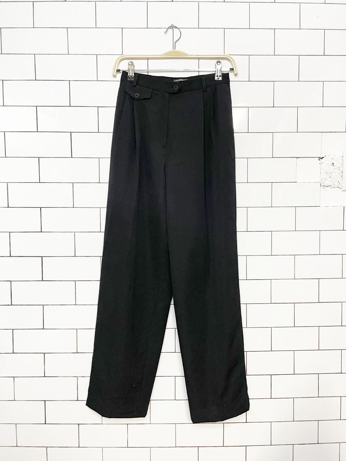 vintage liz claiborne 100% wool pleated high rise trousers