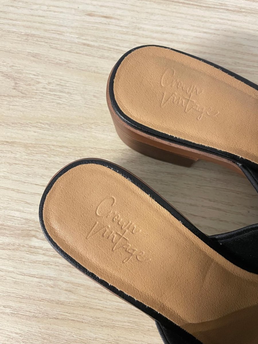 crown vintage leather mules - good market thrift store