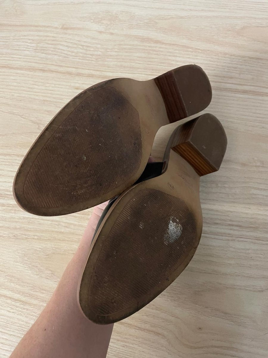 crown vintage leather mules - good market thrift store