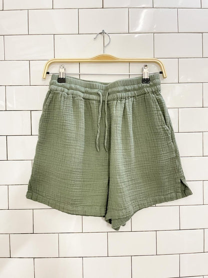 roots sage gauze cotton shorts - good market thrift store