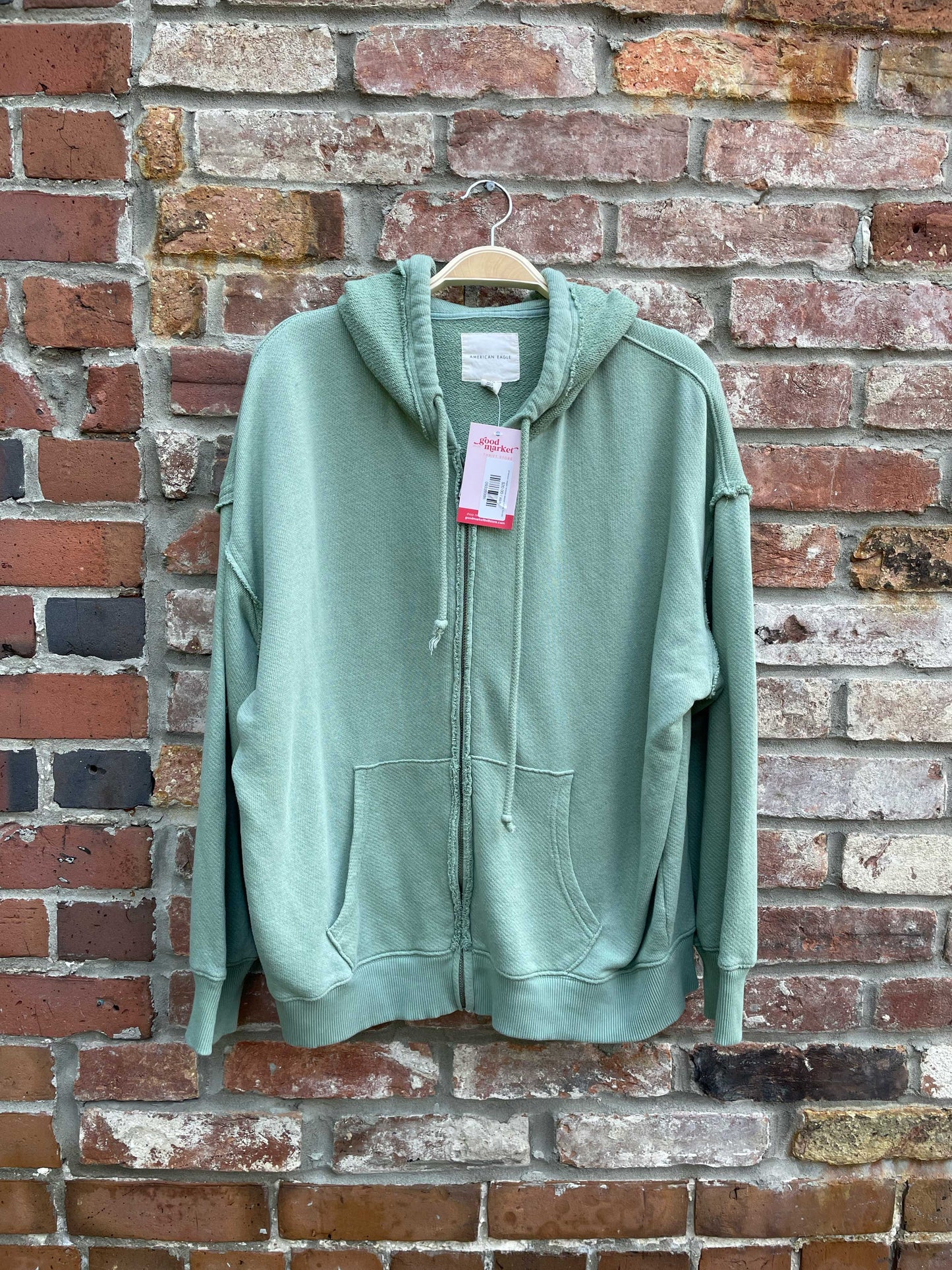 american eagle reverse weave full zip hoodie