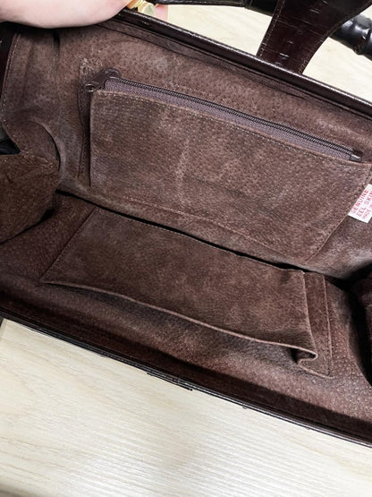 vintage 80s eelskin leather satchel | suede lining | made in korea - good market thrift store