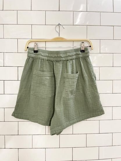 roots sage gauze cotton shorts - good market thrift store