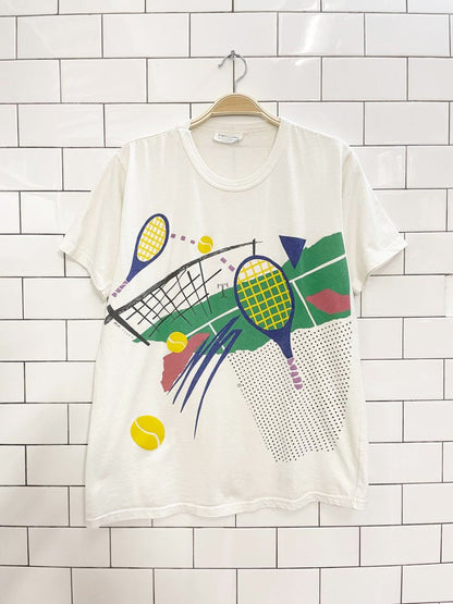 vintage 90s marci lipman x robert kitchen tennis graphic tee - good market thrift store