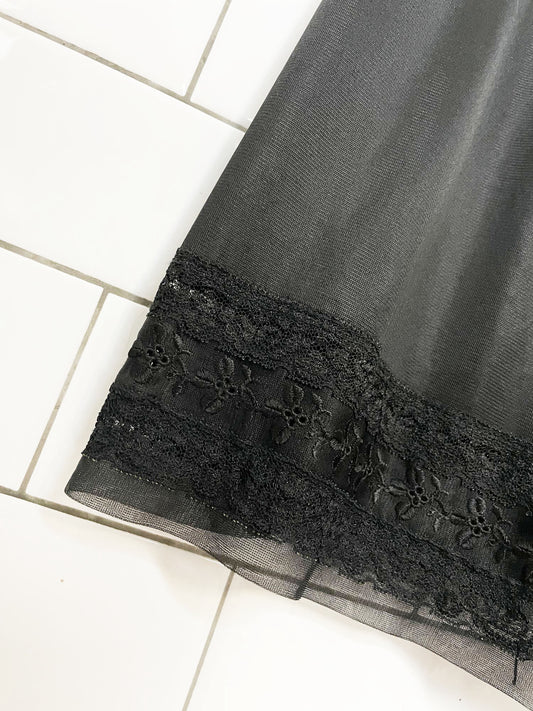 vintage queentex lace trim sateen midi slip skirt