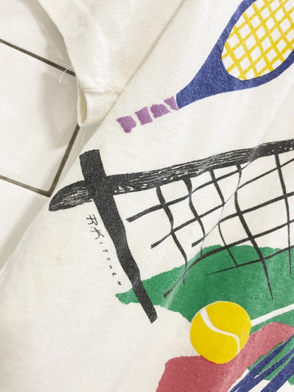 vintage 90s marci lipman x robert kitchen tennis graphic tee - good market thrift store