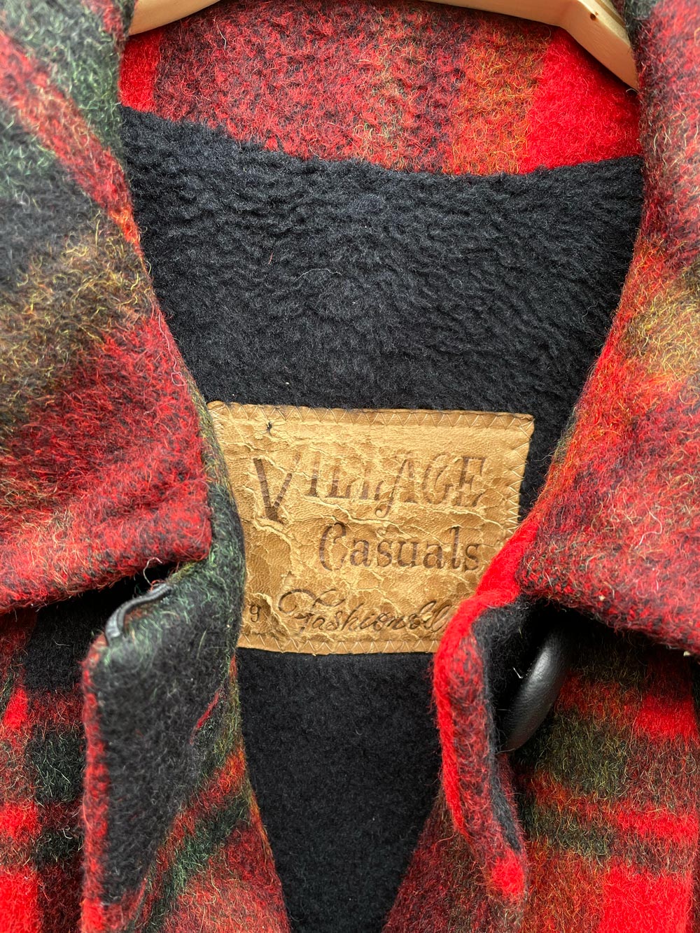 vintage village casuals wool tartan knit cuff coat