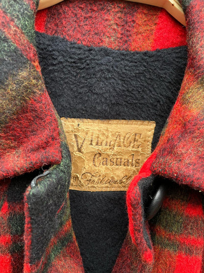 vintage village casuals wool tartan knit cuff coat