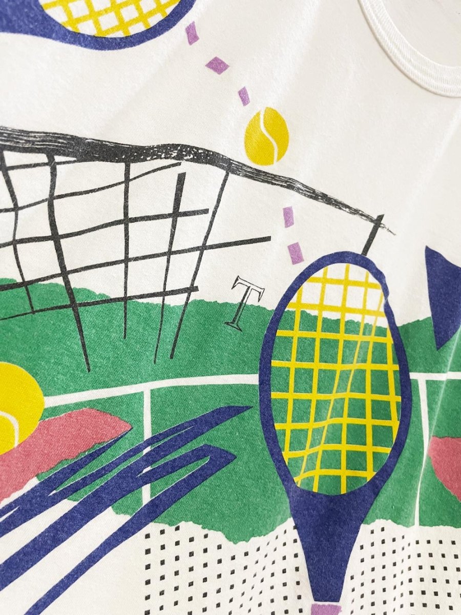 vintage 90s marci lipman x robert kitchen tennis graphic tee - good market thrift store