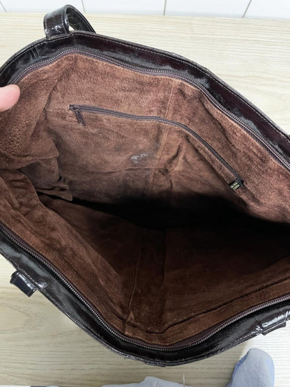 vintage 80s gianfranco lotti eelskin leather tote bag | suede lining - good market thrift store