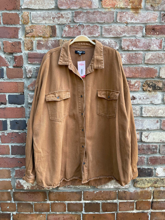missguided tan twill shirt jacket