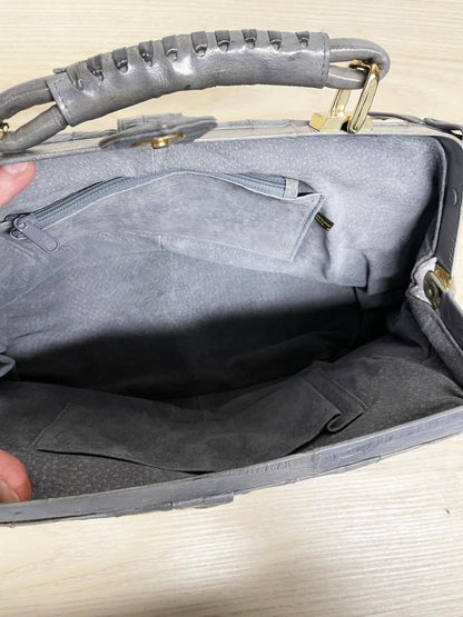 vintage 80s eelskin leather satchel | suede lining | made in korea - good market thrift store