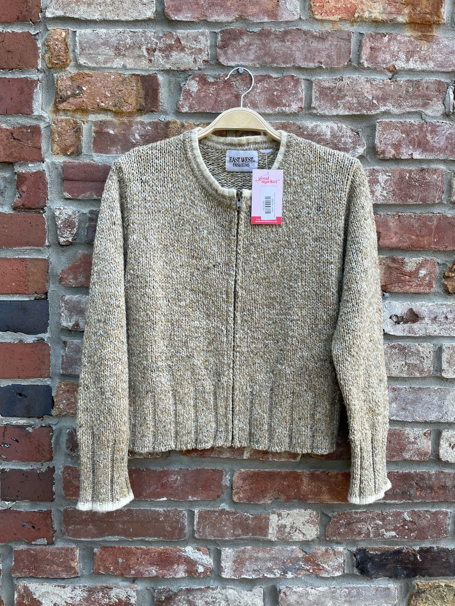 vintage 00s east west zip chunky knit sweater