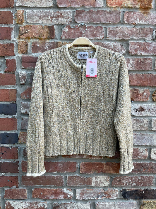 vintage 00s east west zip chunky knit sweater