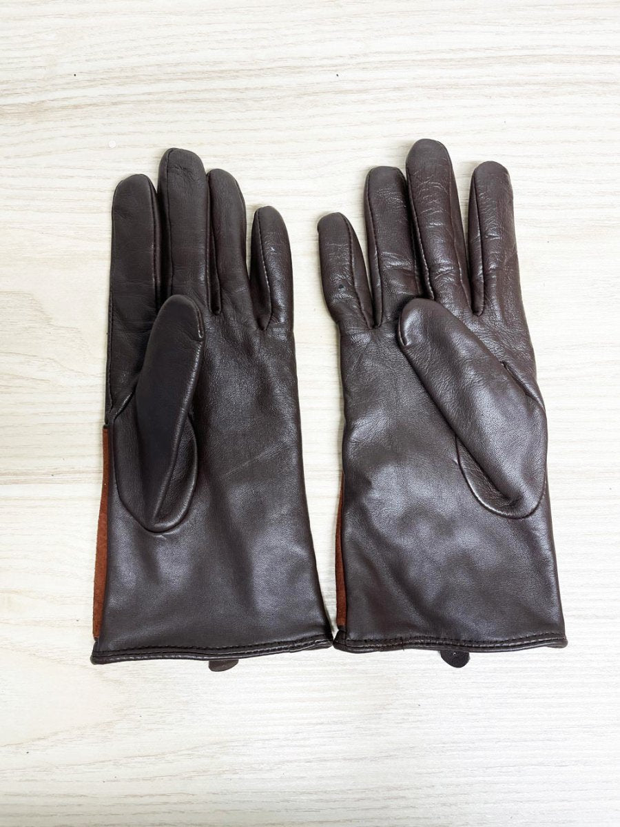 vintage lambskin leather gloves w suede + button detail - good market thrift store