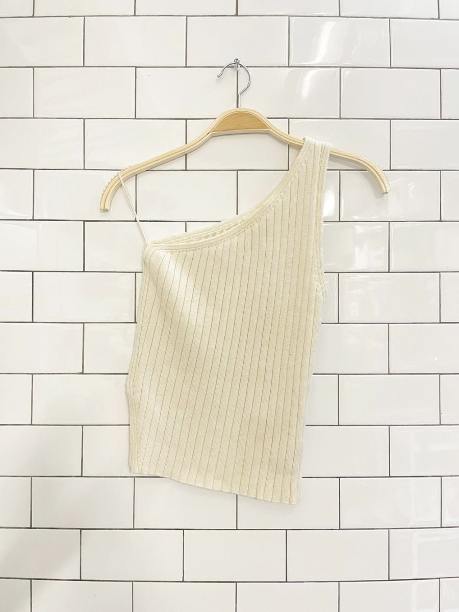 wilfred canto wool - blend one shoulder knit top - good market thrift store