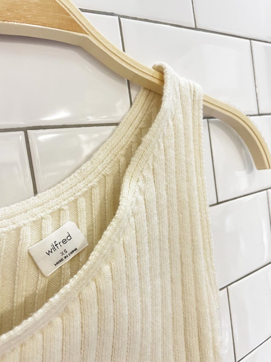 wilfred canto wool - blend one shoulder knit top - good market thrift store