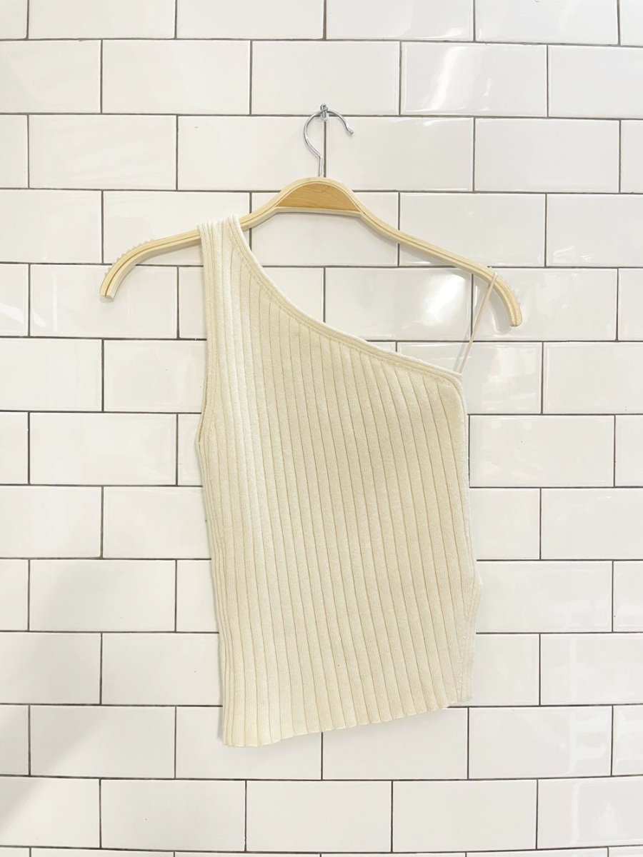 wilfred canto wool - blend one shoulder knit top - good market thrift store