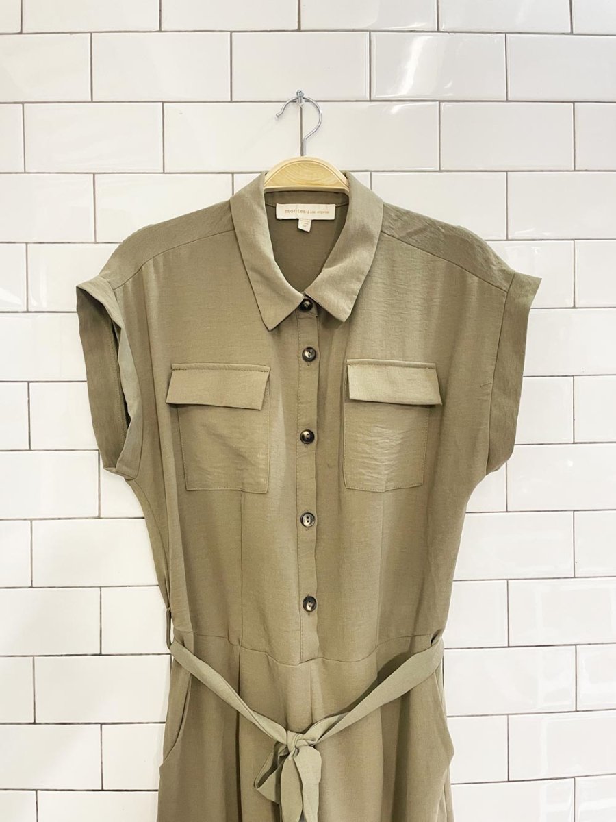 monteau safari belted cargo wide leg jumpsuit - good market thrift store