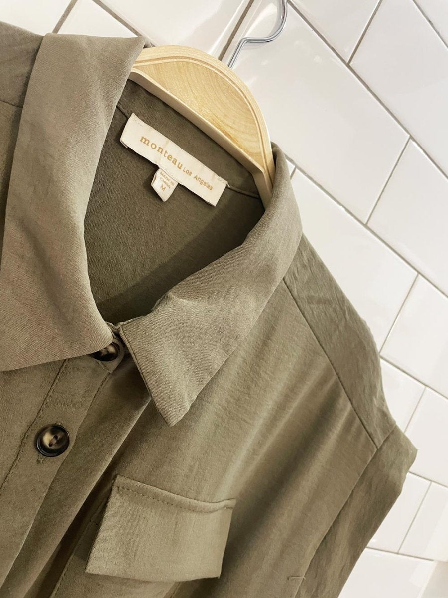 monteau safari belted cargo wide leg jumpsuit - good market thrift store