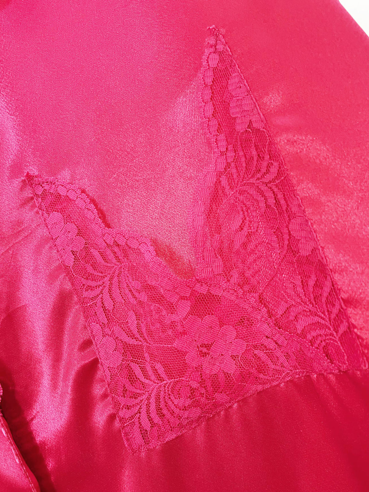 vintage la lingerie lace trim satin full button midi night dress