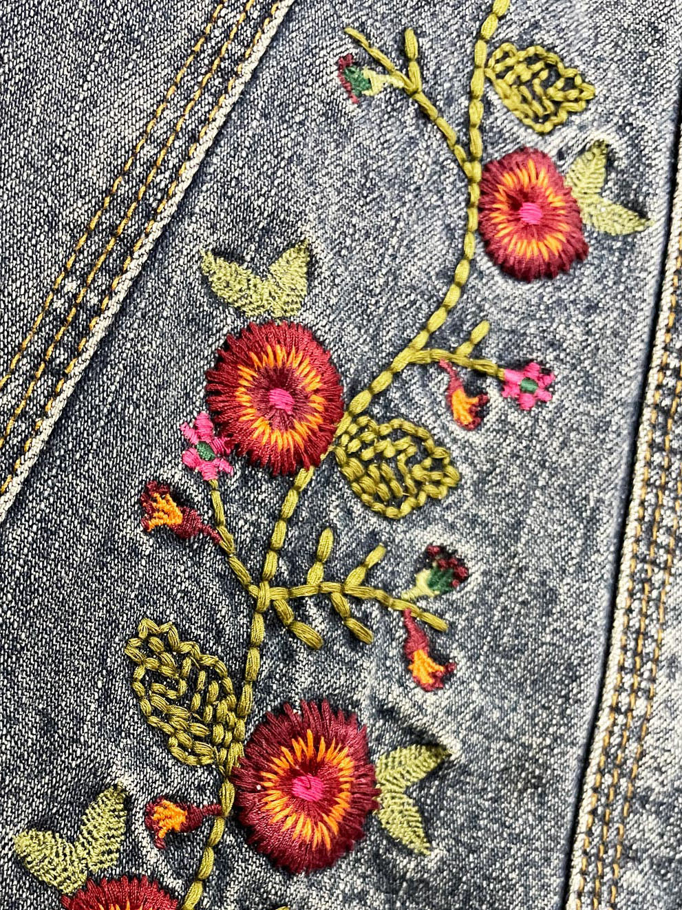 y2k st johns bay floral embroidered denim maxi skirt
