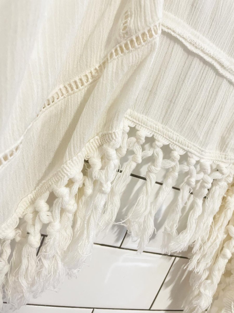 YDE crochet trim fringe beach kimono - good market thrift store