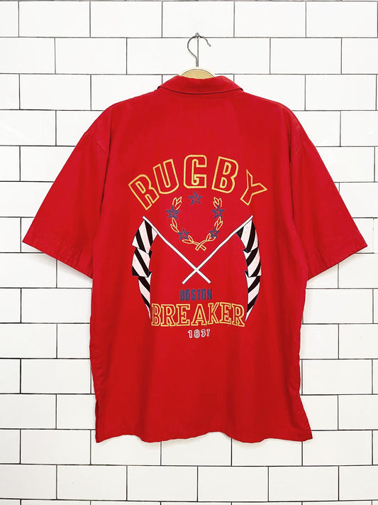 vintage 80s paco rio classic boston rugby breaker full button shirt