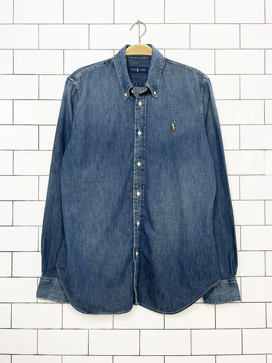 ralph lauren denim sun dyed full button shirt