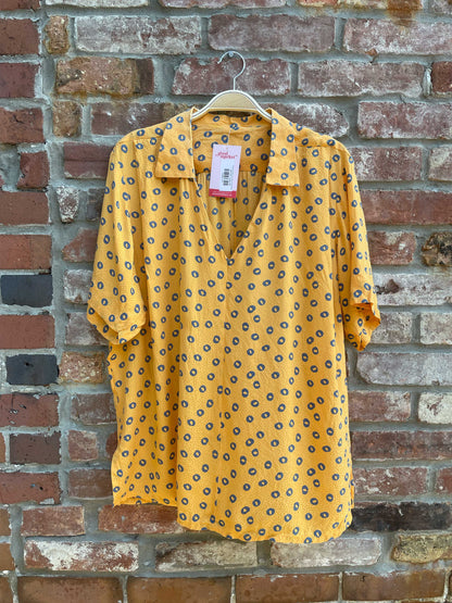 vintage orange polo neck ss silk blouse