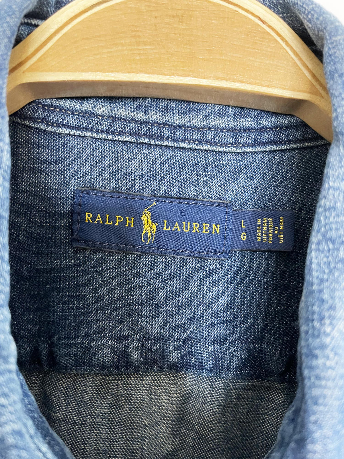ralph lauren denim sun dyed full button shirt