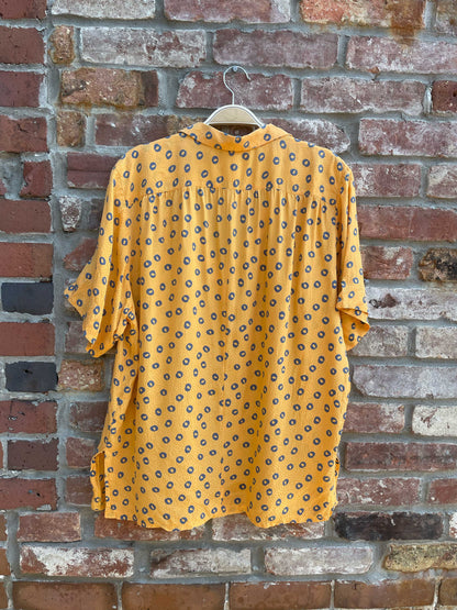 vintage orange polo neck ss silk blouse