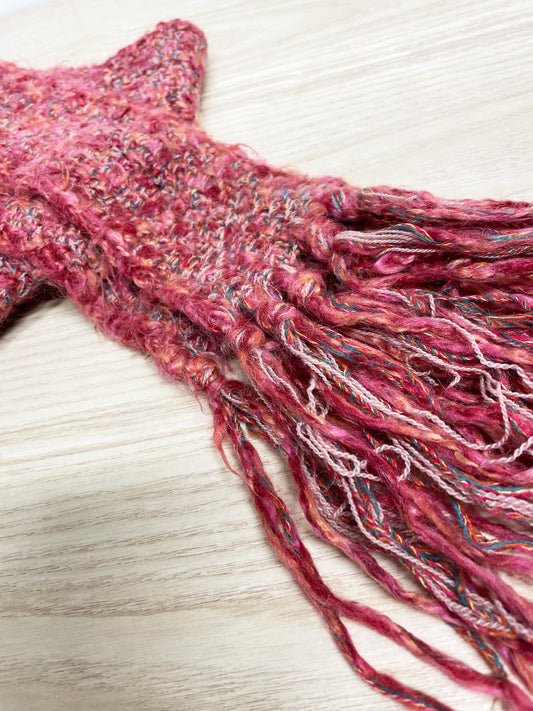 vintage handmade wool-blend long slim knit scarf