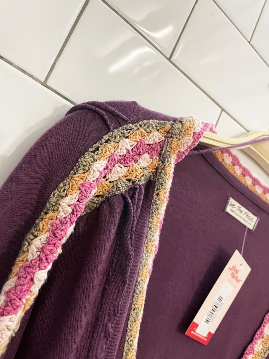 we the free people crochet trim bell sleeve cardigan - good market thrift store