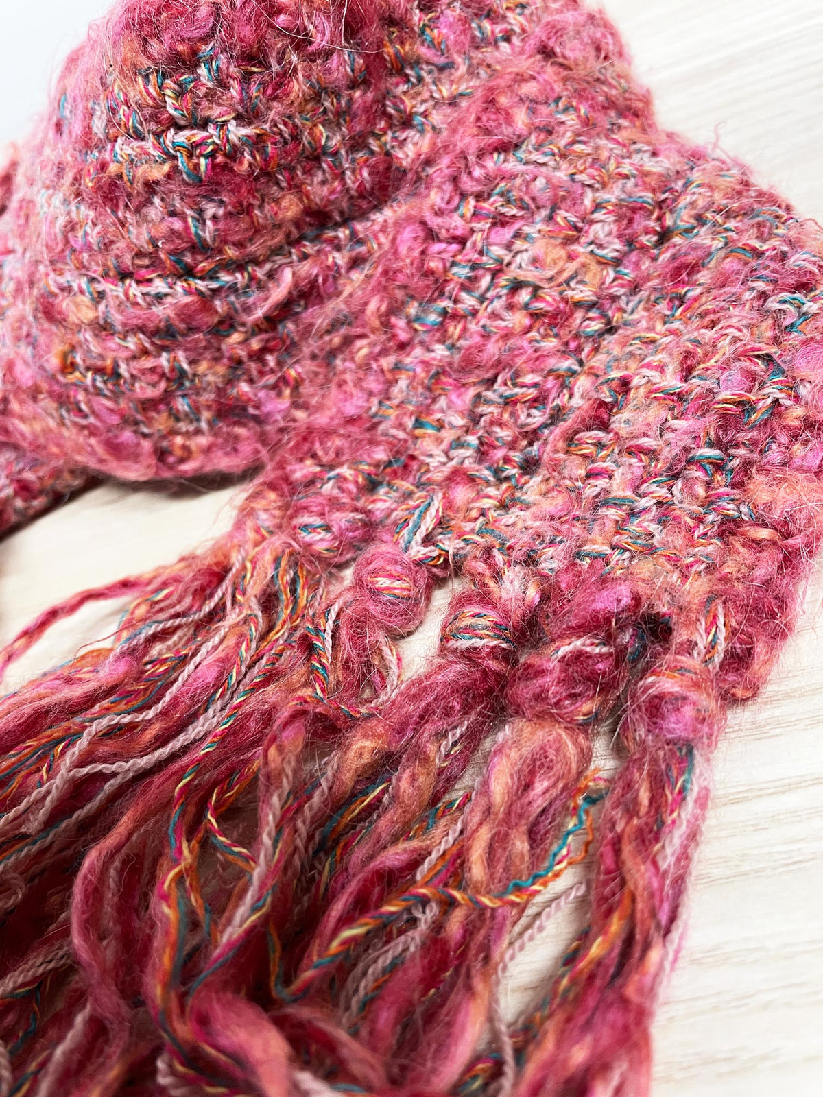 vintage handmade wool-blend long slim knit scarf