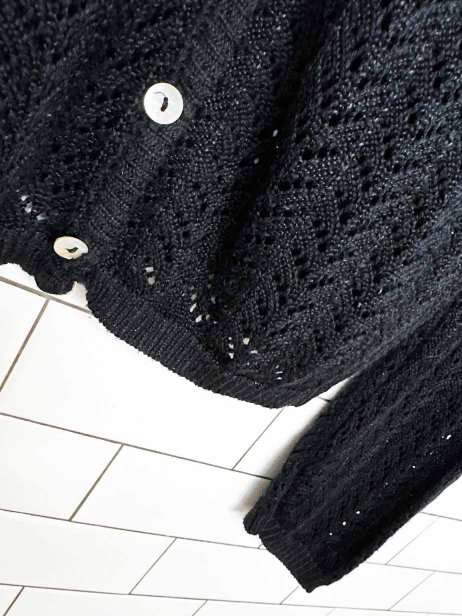 vintage 90s jessica howard crochet pointelle knit cardigan | made in USA