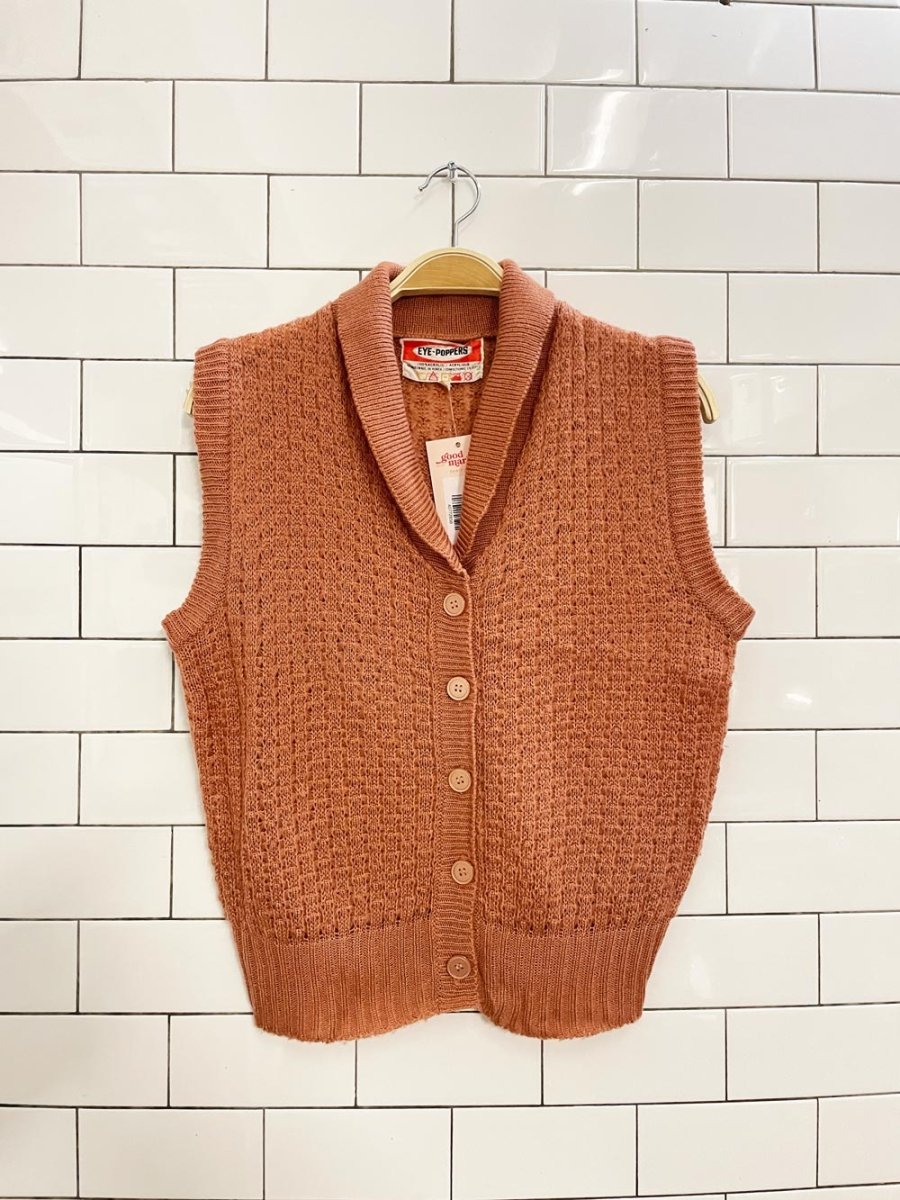 vintage 70s eye poppers waffle knit vest - good market thrift store