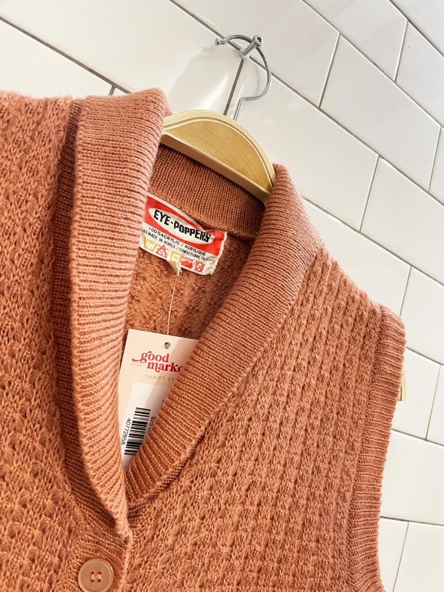 vintage 70s eye poppers waffle knit vest - good market thrift store
