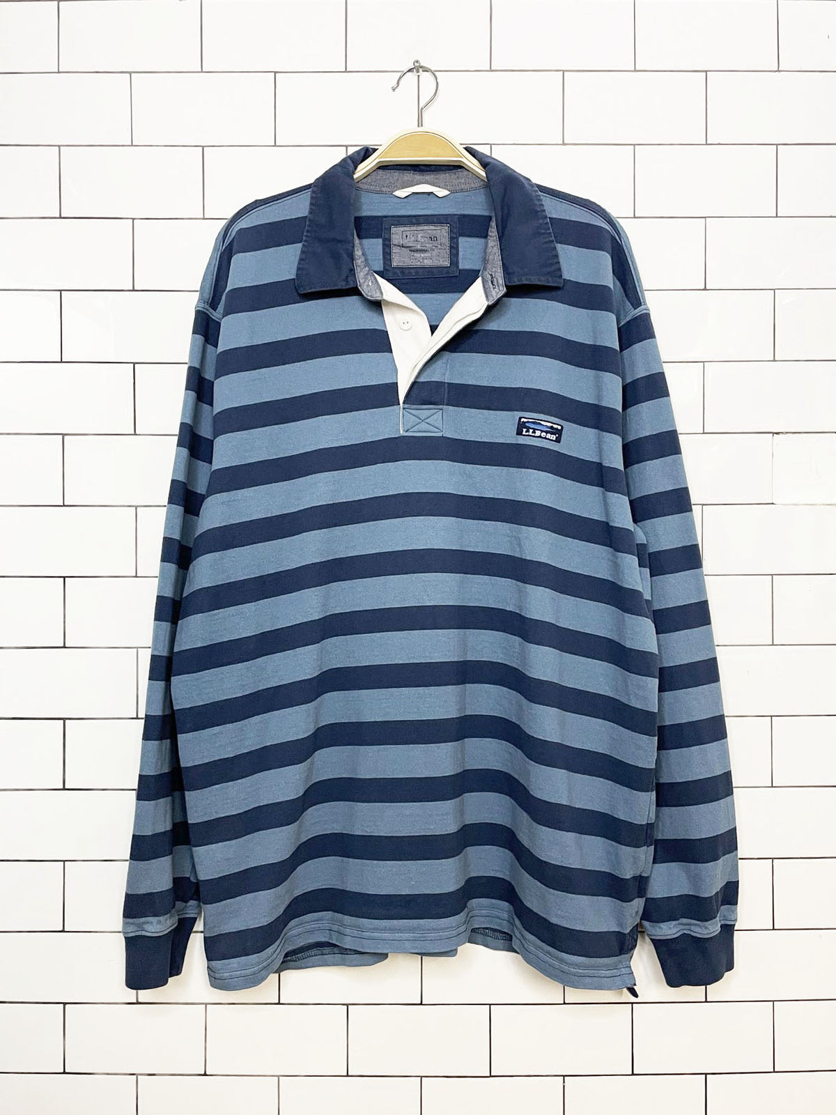ll bean striped long sleeve rugby shirt | traditional fit