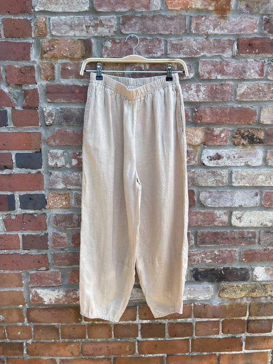 lintico 2024 100% linen balloon crop pants